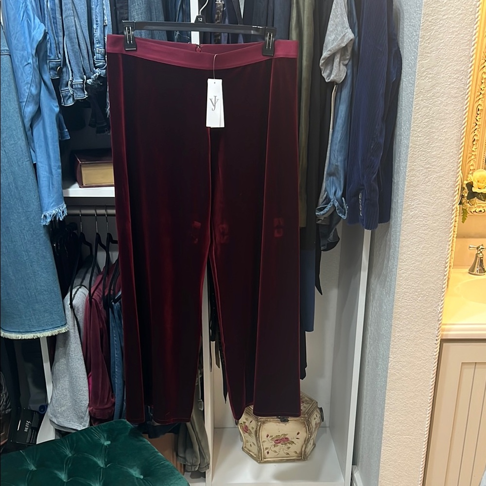 Joan Vass Burgundy Velvet Cropped Pants